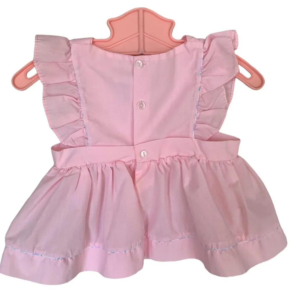 Vintage Pastel Butterfly Embroidered Flutter Sleeve Pinafore 6-9 Months